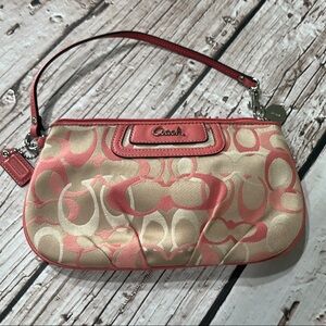 Coach Pink and Cream Clutch with Signature Monogram